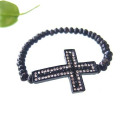 schwarzes Onyx Achat Stein Sideway Kreuz Perlen Armband